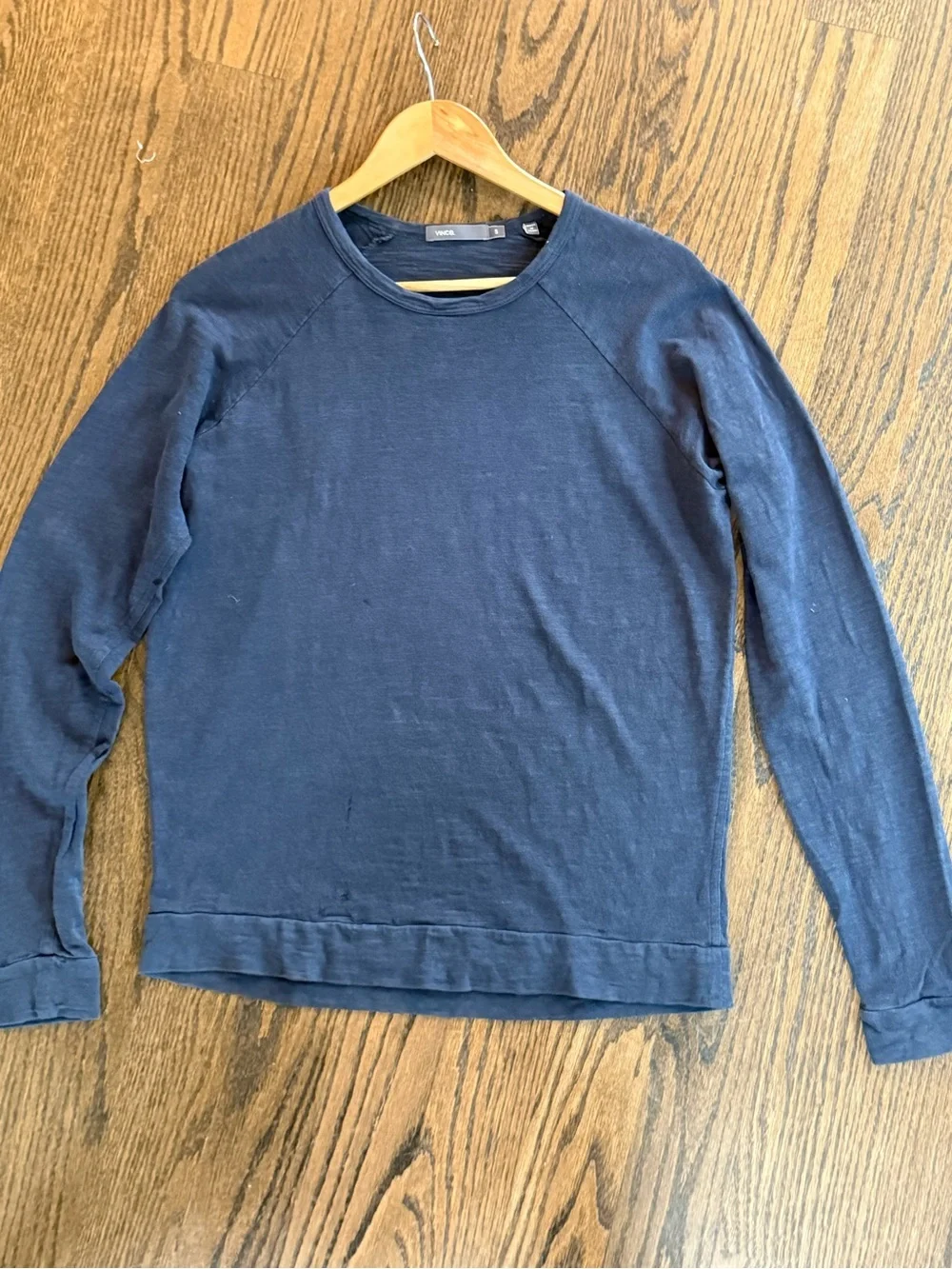 Vince Men’s Navy Raglan Crewneck Lightweight Cotton Pullover Size S